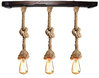 Lámpara de 3 luces de madera con cuerdas de yute 30 mm vintage