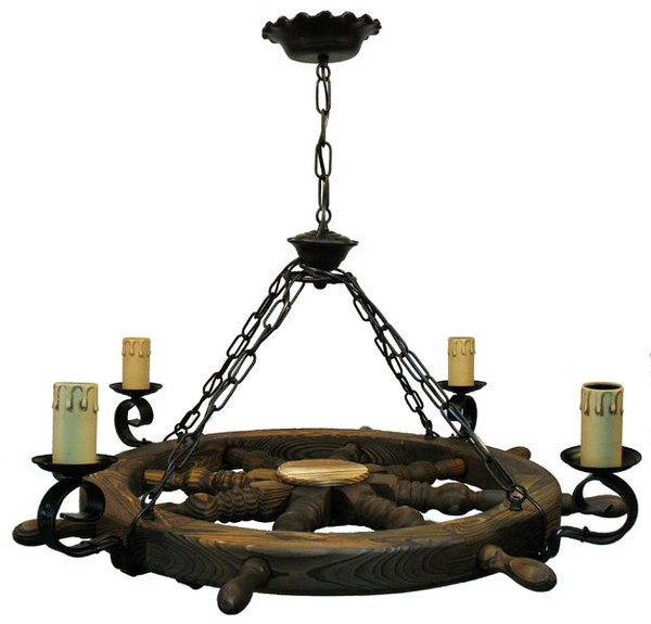 RUSTIC LAMP WITH SHIP'S TIMON