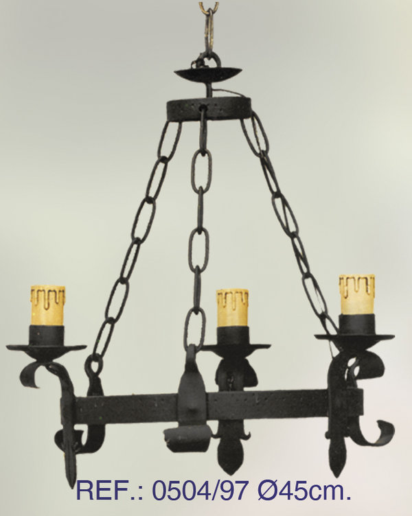 Wrought iron pendant lamp 3 lights
