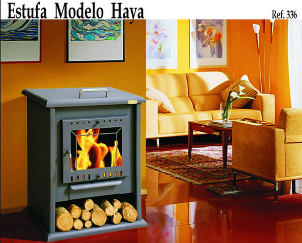 Estufa de Leña con Horno y Leñero Haya - 336