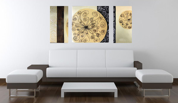 2 Cuadros Tripticos de pinturas 120 x 60 cm - 0527035