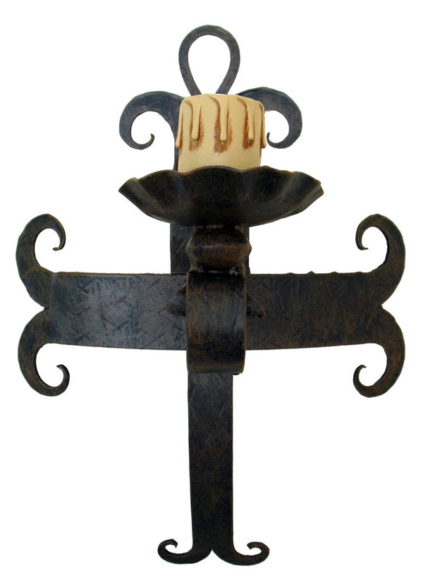 Medieval wrought iron wall lamp 1 light