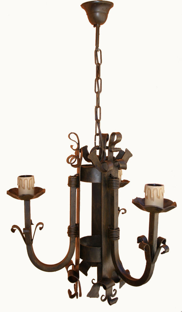Lámpara de forja de 3 luces medieval