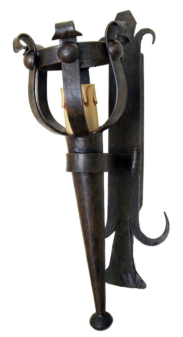 2007P medieval forge torch wall light
