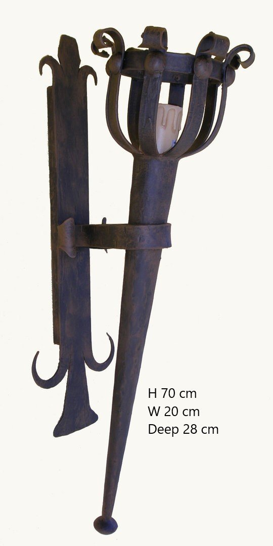 Medieval wrought iron torch wall lamp 2007G