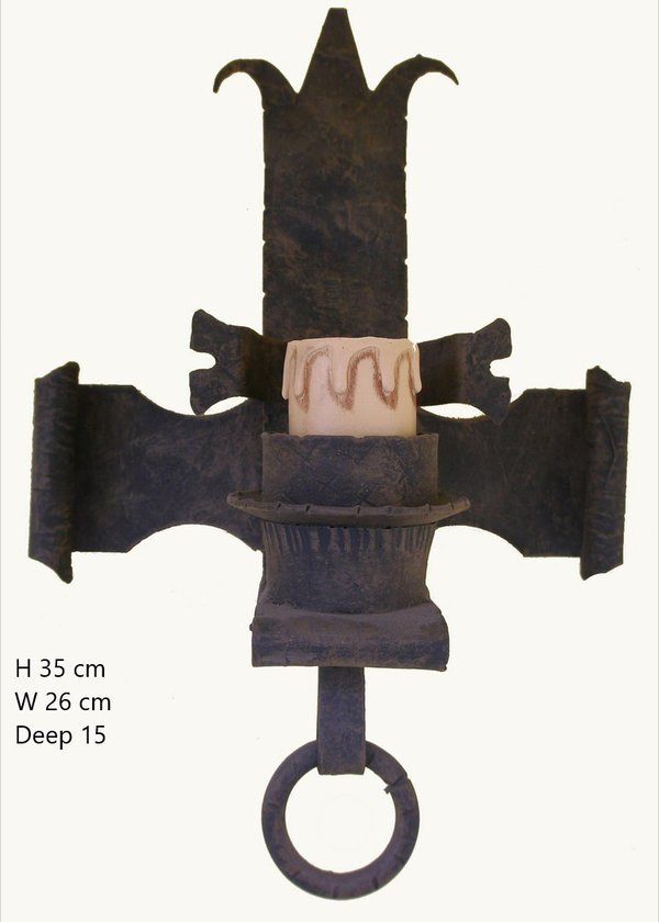 Candeeiro de parede medieval em ferro forjado 1 luz - AP29