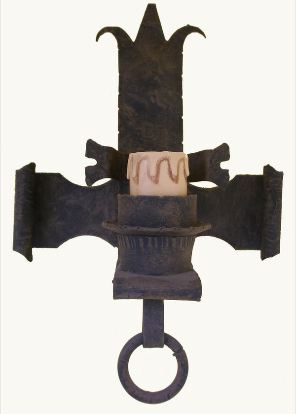 Candeeiro de parede medieval em ferro forjado 1 luz - AP29