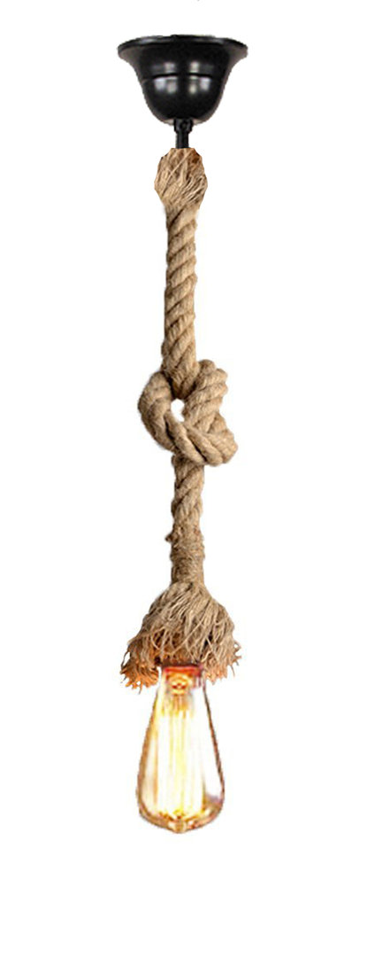 Hanging lamp with vintage 30 mm jute rope
