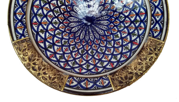 Plato de cerámica de Fez color azul y estaño. Mod. 2