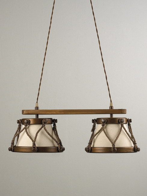 Lámpara colonial de 2 luces modelo Tambor