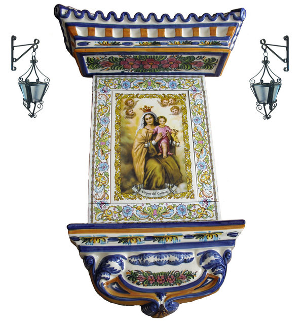 Virgen del Carmen, tejado mediano, cenefa y farolillos