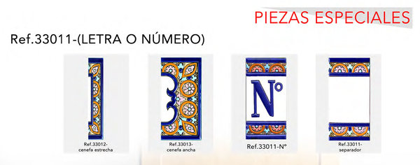Letras y números de cerámica CHICA ARCO AZUL